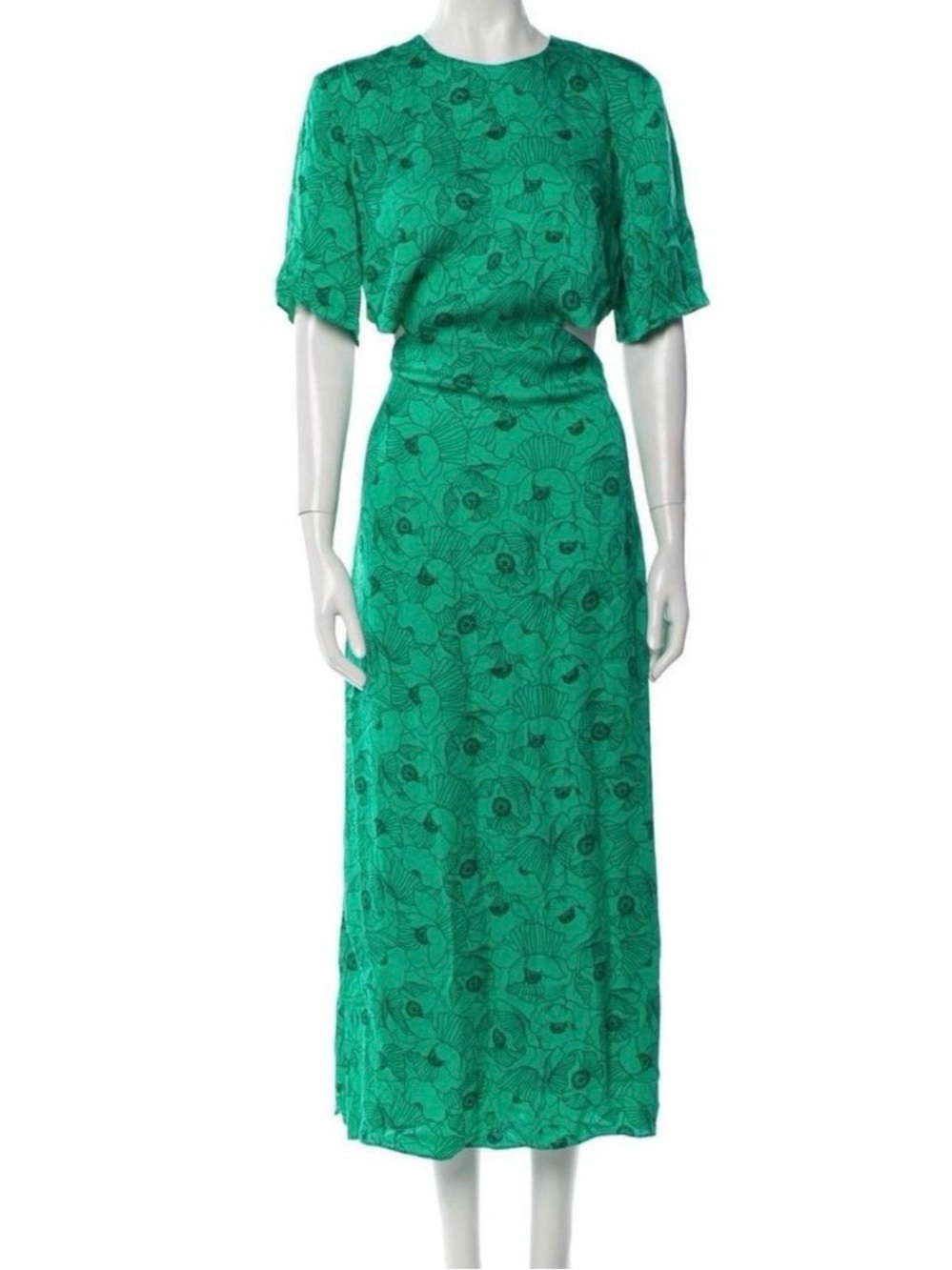 The Kooples Emerald Green Floral Midi Dress Size S